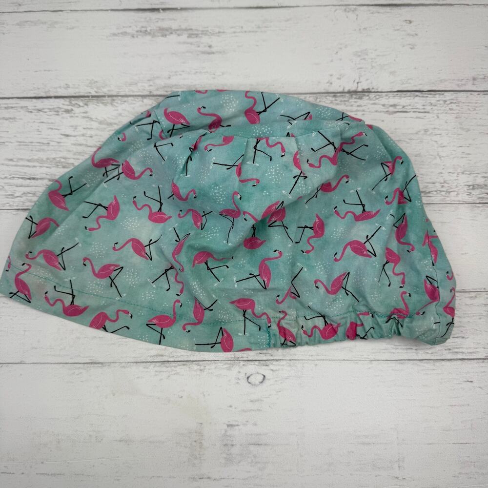 Blue Pink Flamingo Euro Style Scrub Hospital Cap Hat Nurse‎ OR Tech